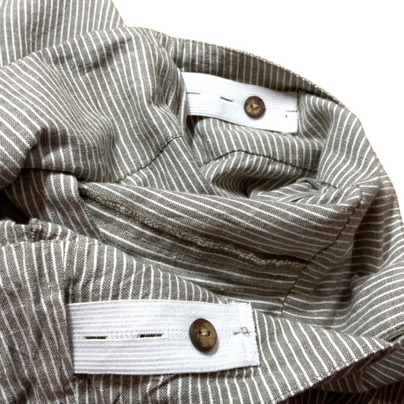 Goubi Cotton Linen Blend Tan White Stripe Lantern Crop Pants US Sz S - Picture 7 of 10